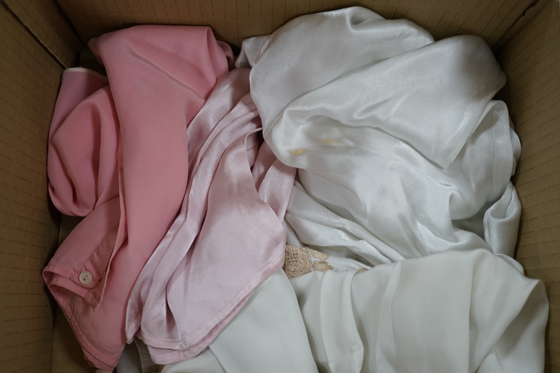 Three silk and satin nightgowns and three cami knickers
